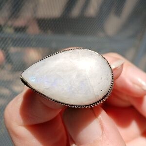 New Rainbow Moonstone 925 Silver Ring.